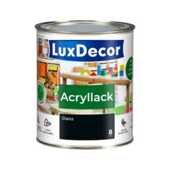 LuxDecor Acryllack 750ml Glänzend Holzlack (08) Schwarzer Diamant Spielzeug Metall Möbel Weißlack