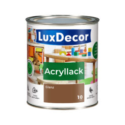 LuxDecor Acryllack 750ml Glänzend Holzlack (10) Haselnusswald Spielzeug Metall Möbel Weißlack