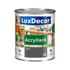 LuxDecor Acryllack 750ml Glänzend Holzlack (22) Stille Dämmerung Spielzeug Metall Möbel Weißlack