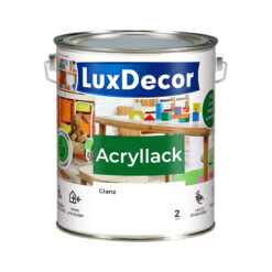 LuxDecor Acryllack 2,2L Glänzend Holzlack (02) Weißer Kristall Spielzeug Metall Möbel Weißlack