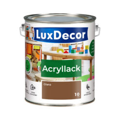 LuxDecor Acryllack 2,2L Glänzend Holzlack (10) Haselnusswald Spielzeug Metall Möbel Weißlack