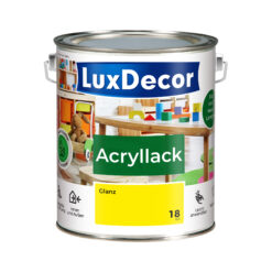 LuxDecor Acryllack 2,2L Glänzend Holzlack (18) Ägyptische Sonne Spielzeug Metall Möbel Weißlack