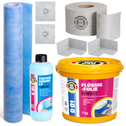 Dichtset Flüssigfolie 7Kg Dichtfolie Tiefengrund Abdichtung Dusche Bad Innen HALBAU H501