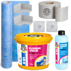 Dichtset Flüssigfolie 7Kg Dichtfolie Tiefengrund Abdichtung Dusche Bad Innen HALBAU H502