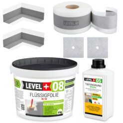 Dichtset Abdichtung Set Flüssigfolie 4Kg Bad Dusche Küche LEVEL+ SET08