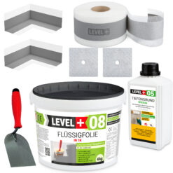 Dichtset Abdichtung Set Flüssigfolie 4Kg Bad Dusche Küche LEVEL+ SET10