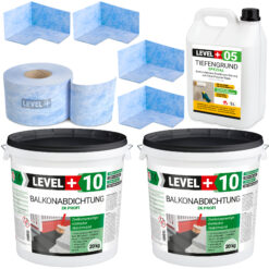 Dicht-Set 13m² Terrasse 40kg Balkonandichtung 2K Plus, Balkon, Bad, Sauna LEVEL+ SET36