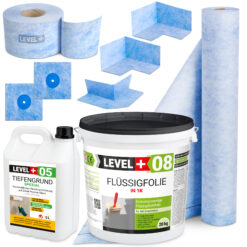 Dichtset 20Kg Flüssigfolie Dichtbahn Dichtband Dichtecke Badabdichtung HQ LEVEL+ SET39