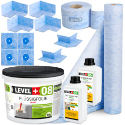 DichtSet für Bad, Dusche, Flüssigfolie12kg Dichtbahn 3m2 Dichtband LEVEL+ SET41
