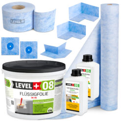 Dichtset für ca 10m² Abdichtung Dusche Bad Dichtbahn 12Kg Flüssigfolie LEVEL+ SET42