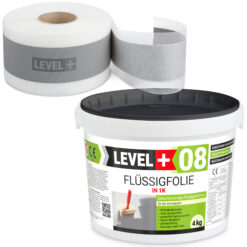 Dichtset 4kg Flüssigfolie 5m Dichtband Duschabdichtung Bad Duschelement LEVEL+ SET43