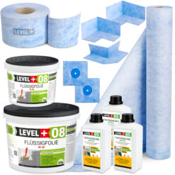 Dichtset 16Kg Flüssigfolie Bandset für Badabdichtung Dichtband Dichtbahn LEVEL+ SET44